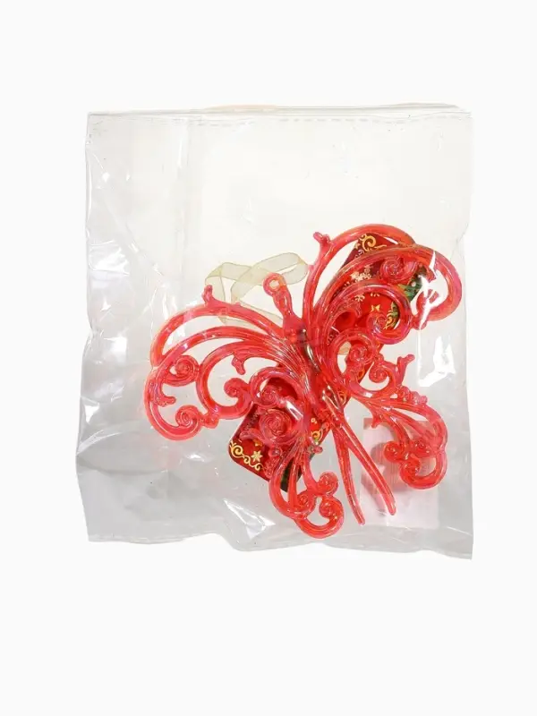 Ёлочная игрушка &laquo;Зимнее волшебство. Кружевная бабочка&raquo;, 10&times;12 см, красный перелив