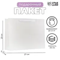 Пакет подарочный ламинированный горизонтальный &laquo;Белый&raquo;, ML 27&times;23&times;11.5 см