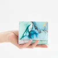 Кошелёк женский на кнопке, 10&times;1.5&times;8 см, с принтом, зелёный/бирюзовый