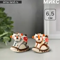 Статуэтка фарфоровая &laquo;Козлик - качалка&raquo;, 6.5 см, гжель цветная, МИКС