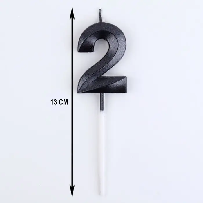 Свеча в торт на шпажке «Цифра 2», черная, 5 см Свеча в торт на шпажке «Цифра 2», черная, 5 см