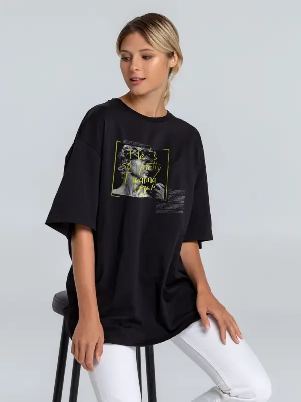 Футболка оверсайз «He is So Pretty. Давид», черная, размер XL/XXL