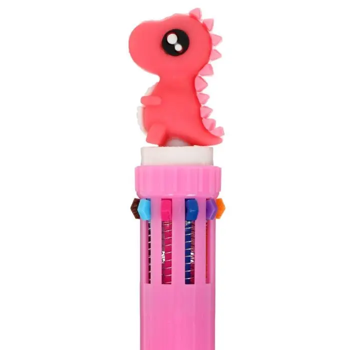 Ручка шариковая многоцветная, автоматическая, 10 цветов, «Динозавр», цвет розовый, в пакете Ручка шариковая многоцветная, автоматическая, 10 цветов, «Динозавр», цвет розовый, в пакете