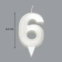 Свеча в торт «Грань», цифра 6, жемчужный, 6.5 см