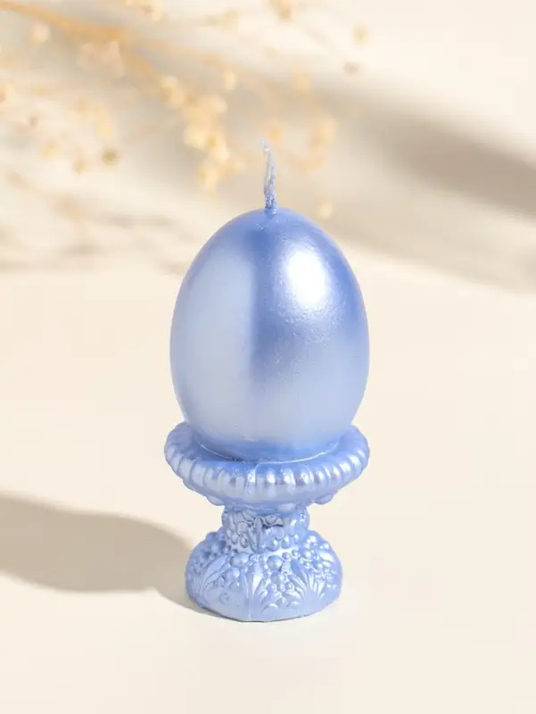 Свеча пасхальная "Яйцо на подставке ХВ" 5х9 см, лак, небесно-голубой