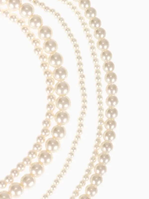 Бусы &laquo;Жемчуг&raquo;, многоярусный 5 нитей, бусины №4, 6, 8, 10, цвет молочный в серебре, 70 см