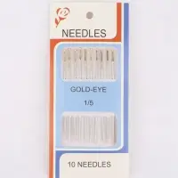 Иглы швейные №1/5, с золотым ушком, d=0.93 мм, 5 см, набор 10 шт.