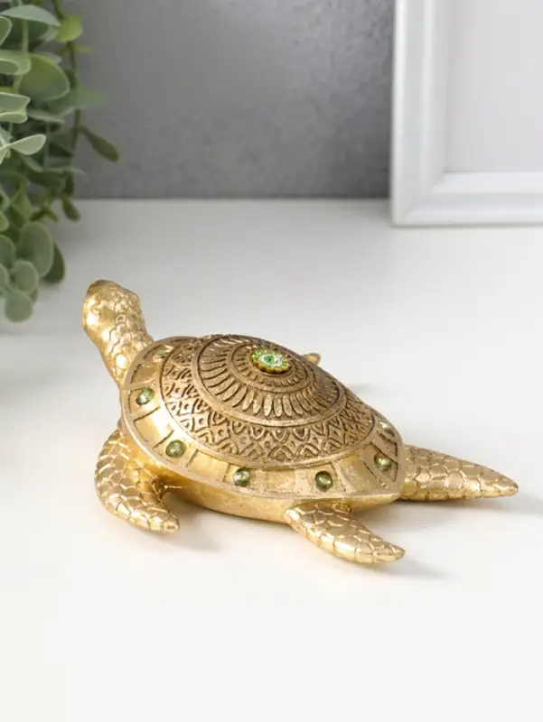 Сувенир полистоун "Черепаха с узорами на панцире" золото 13,8х16х4,7 см