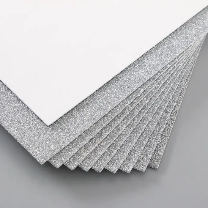 Фоамиран глиттерный 2 мм, 20х30 см, серебро