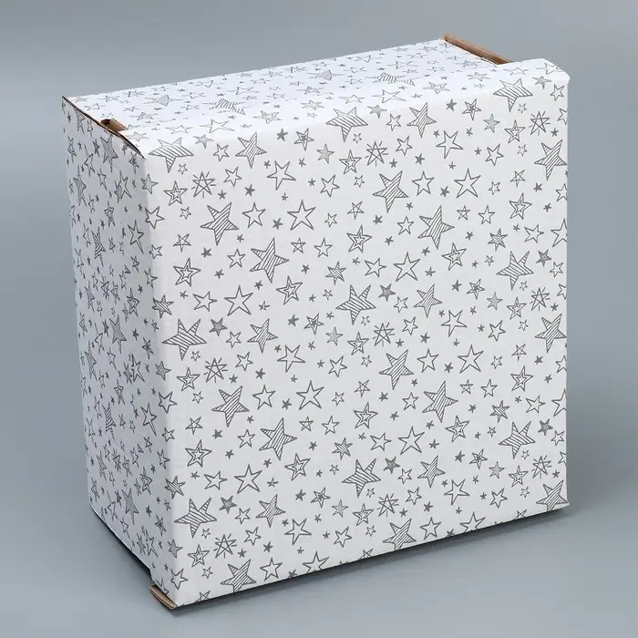 Коробка подарочная складная белая, упаковка, «Звёзды», 30 х 28.5 х 15 см Коробка подарочная складная белая, упаковка, «Звёзды», 30 х 28.5 х 15 см