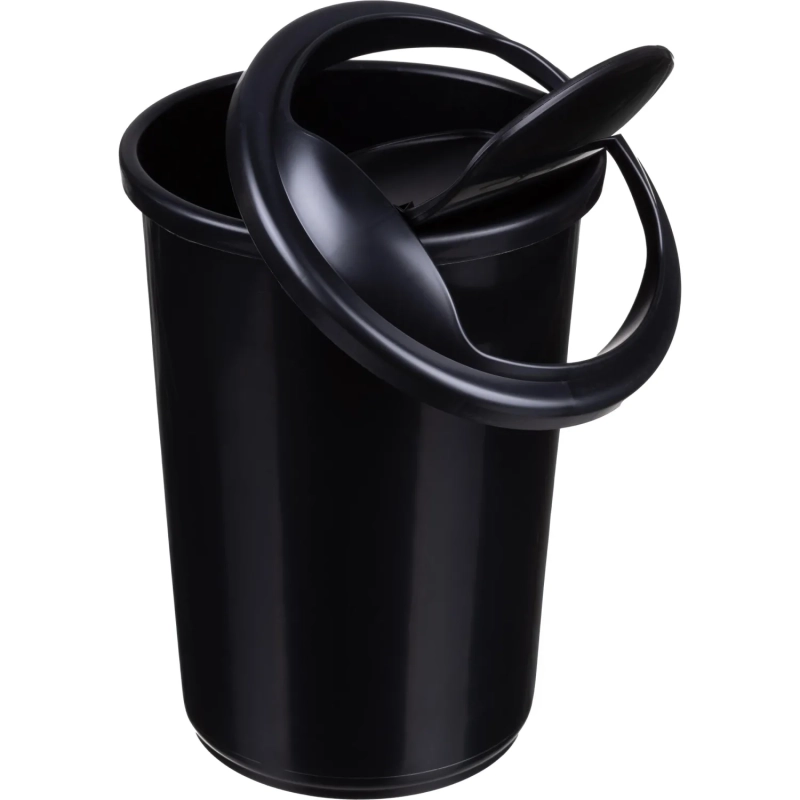 Ведро мусорное пласт 12л круг черн с крыш-маят металлик 255х360мм Uniplast