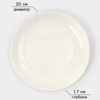Тарелки обеденные Доляна White Label, набор 4 шт., d=20 см, фарфор, белые