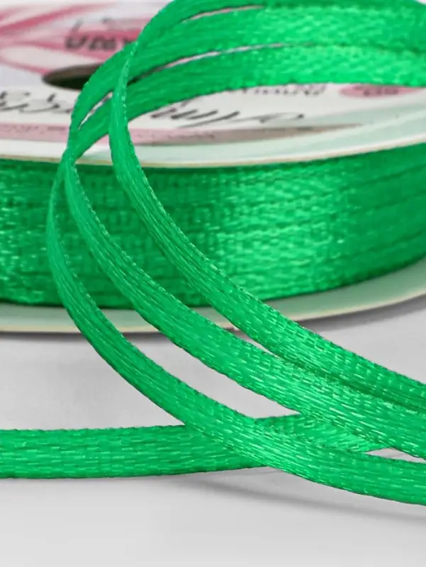 Лента атласная, 3 мм, 45±1 м, зелёная №19 Лента атласная, 3 мм, 45±1 м, зелёная №19