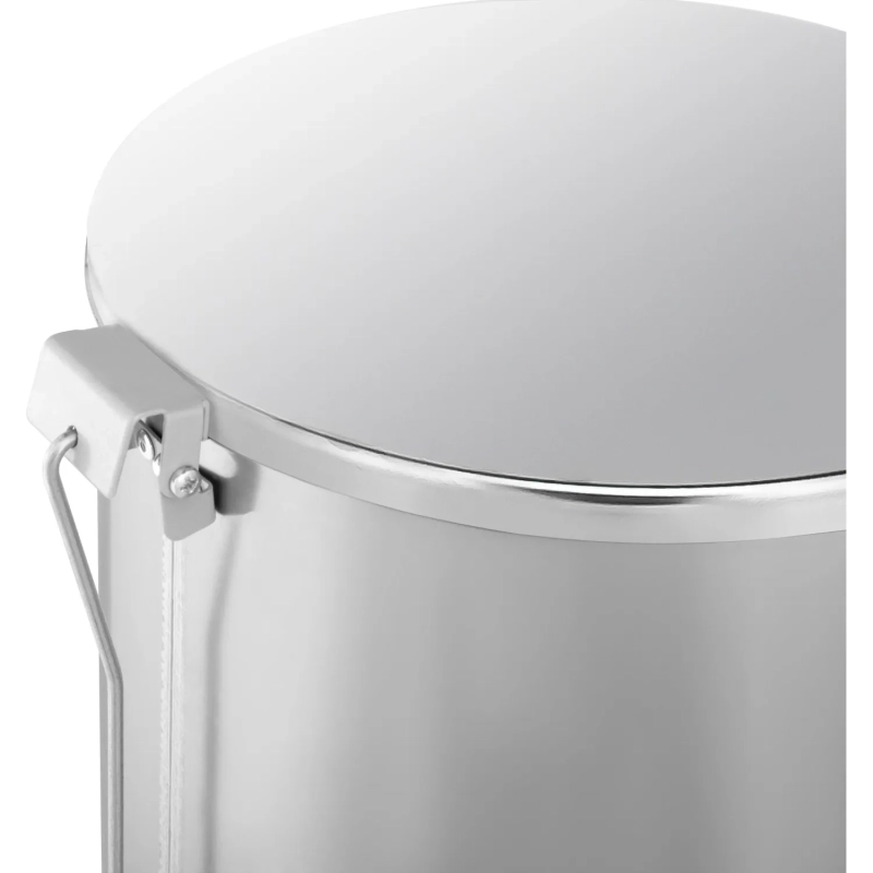 Ведро мусорное стальное 15л круглое серебр с педалью и крышкой 250х330мм