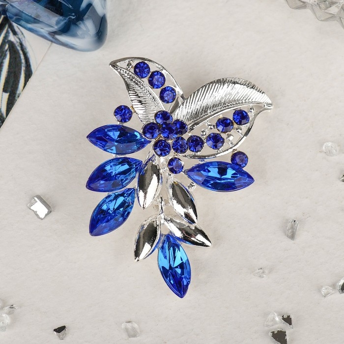 Брошь «Цветок» лобелия, цвет синий в серебре Брошь «Цветок» лобелия, цвет синий в серебре