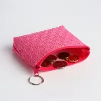 Кошелёк-монетница на молнии, 12&times;2.5&times;8.5 см, розовый