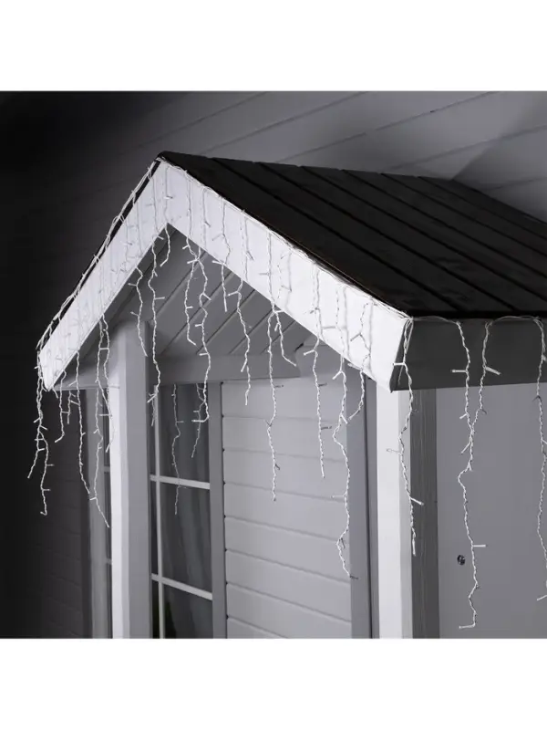 Гирлянда &laquo;Бахрома&raquo; 3&times;0.6 м, IP44, УМС, белая нить, 160 LED, свечение бело-синее, мигание, 220 В