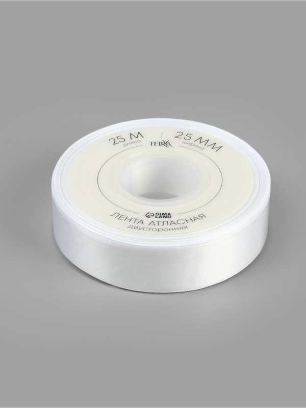 Лента атласная двухсторонняя №0029 25мм*25±1м белый TR Лента атласная двухсторонняя №0029 25мм*25±1м белый TR