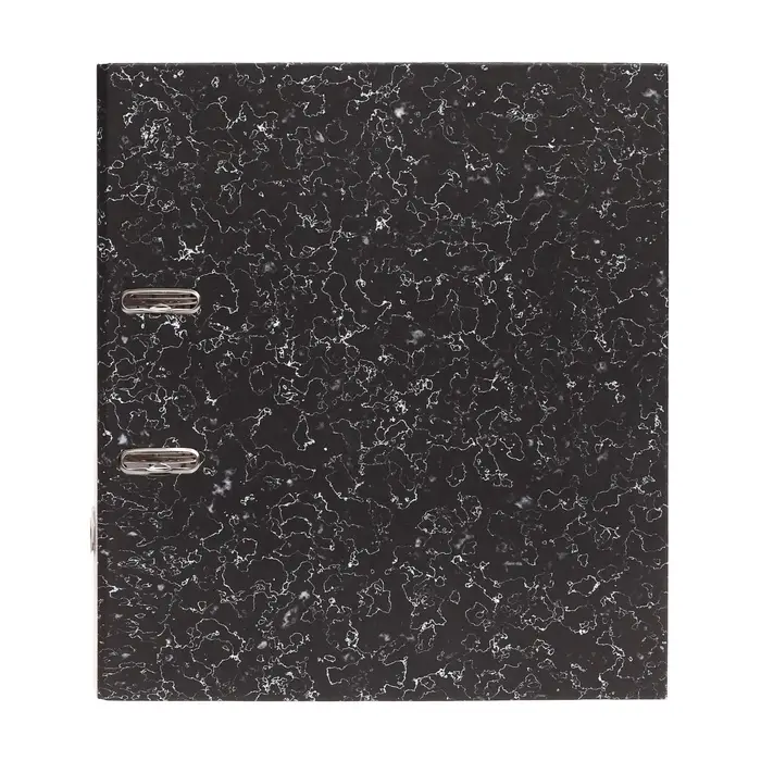 Папка-регистратор 75 мм, А4, эконом мрамор, черная, МИКС