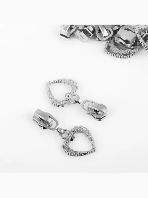 Бегунок для металлической молнии, №3, &laquo;Сердце&raquo;, 10 шт., цвет никель