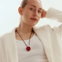 Кулон на шнурке &laquo;Гранат&raquo; в разрезе, чёрно-красный в серебре, L=86 см