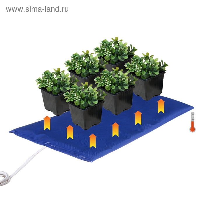 Электроподогревательный коврик для рассады, 52 × 25 × 1.5 см, цвет МИКС
