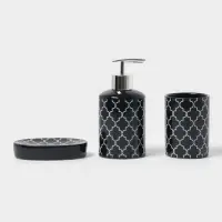 Набор аксессуаров для ванной комнаты Доляна &laquo;Марокко&raquo;, 3 предмета, мыльница, дозатор для мыла, стакан, чёрный