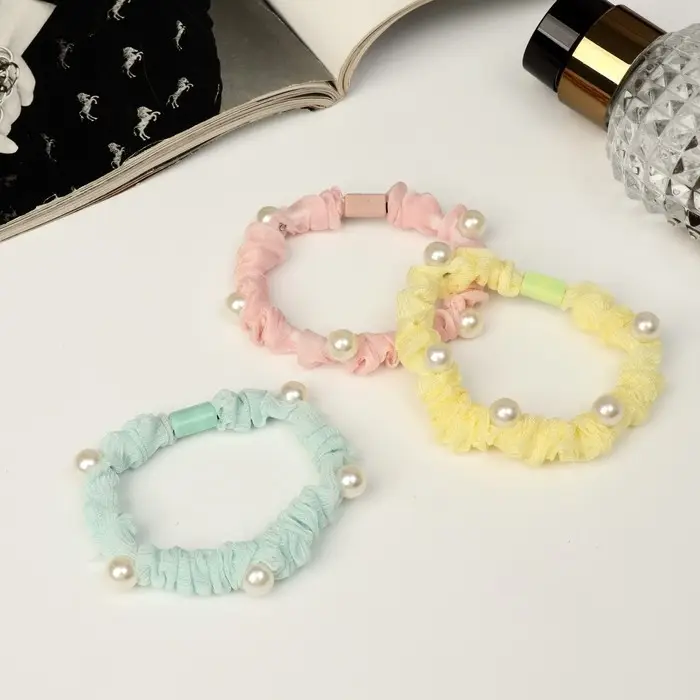 Резинка для волос "Милица" бусины, 5 см, микс