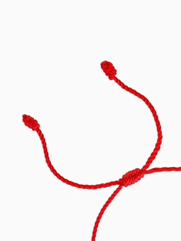 Браслет-оберег &laquo;Красная нить&raquo; узел/бусина/глаз,  цвет красно-бело-синий в золоте