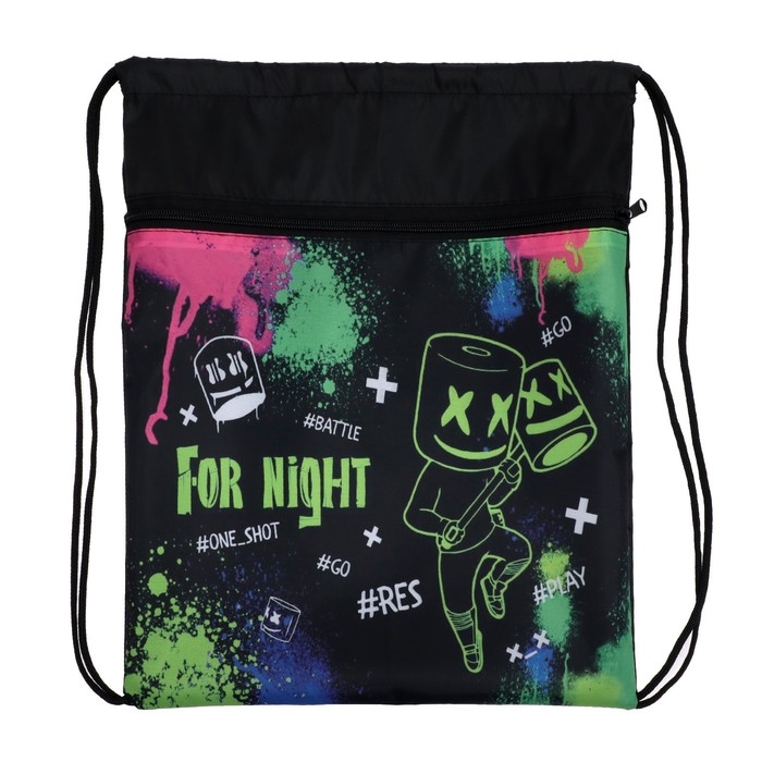 Мешок для обуви с карманом 420 х 340 мм, Calligrata МСО-7С, (мягкий полиэстер, плотность 210D),  Мешок для обуви с карманом 420 х 340 мм, Calligrata МСО-7С, (мягкий полиэстер, плотность 210D), "Night"