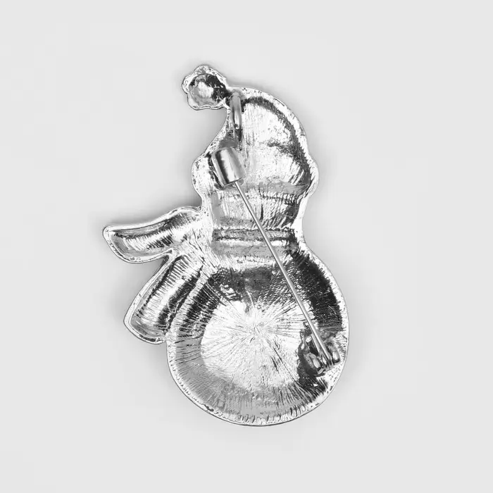 Брошь новогодняя &laquo;Снеговик&raquo; со снежинкой, цветная в серебре