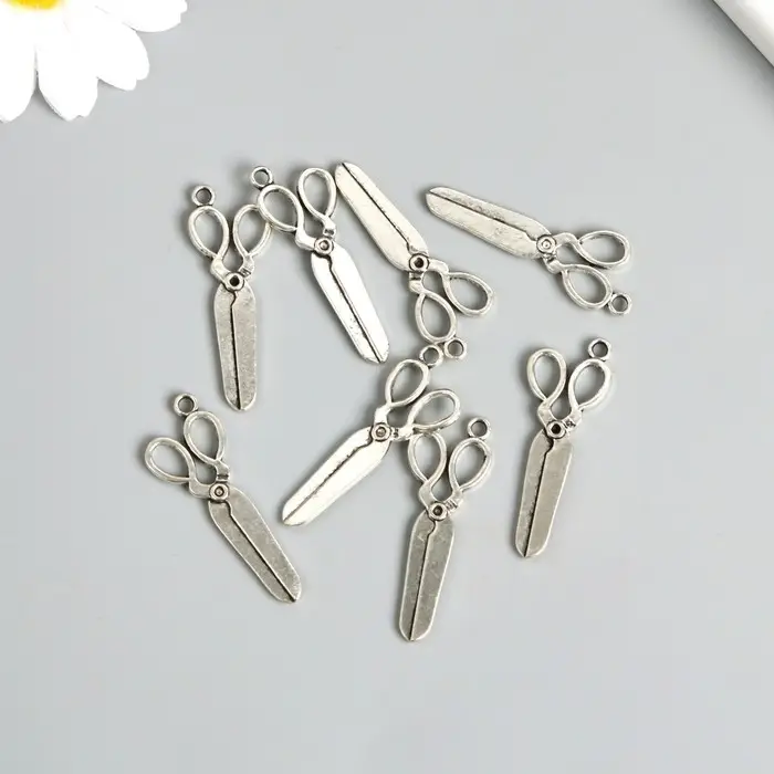 Металлический элемент, декоративная подвеска «Арт Узор. Ножницы», серебро, 3.6×1.6 см