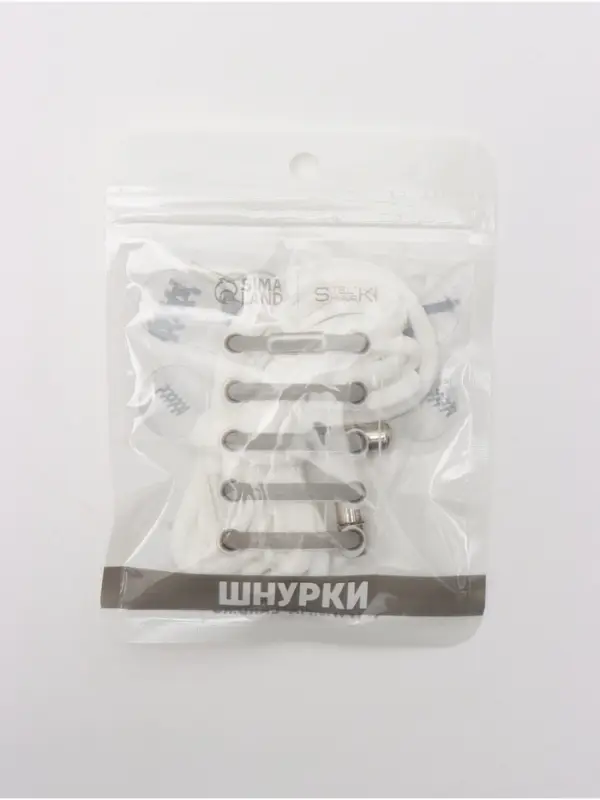 Шнурки для обуви, пара, круглые, с фиксатором, эластичные, d=5 мм, 100 см, белые