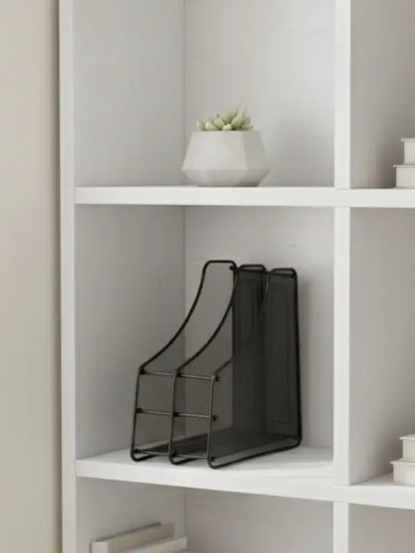 Лоток для бумаг вертикальный, металлическая сетка, 2 отделения, чёрный