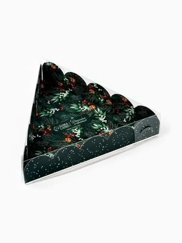 Коробка для кондитерских изделий новогодняя с пластиковой крышкой Happy New Year, 18&times;4 см