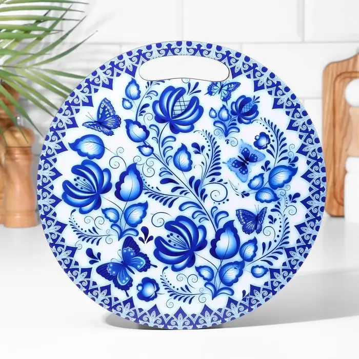 Доска разделочная сувенирная «Гжельская роспись», 25,5 см, круглая Доска разделочная сувенирная «Гжельская роспись», 25,5 см, круглая