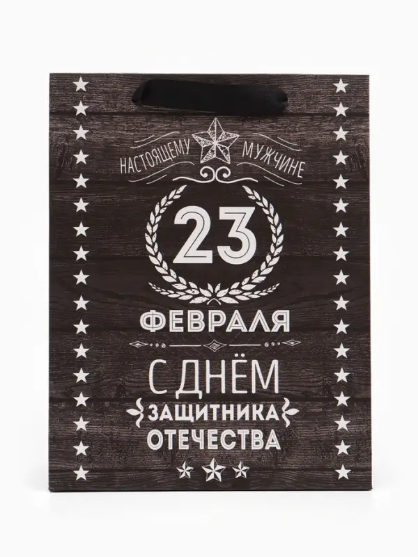 Пакет подарочный ламинированный, упаковка, &laquo;С 23 февраля&raquo;, MS 18&times;23&times;10 см