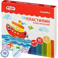 Пластилин клас.Комус Класс(№1 School) ColorPics набор 10 цв 200 г со стеком