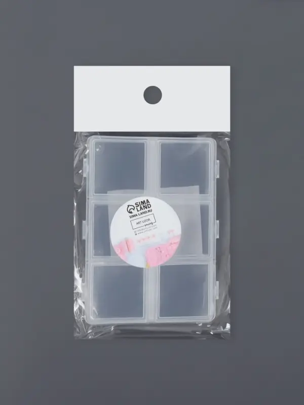 Органайзер для хранения мелочей, 6 ячеек, 8×6×1.5 см, прозрачный