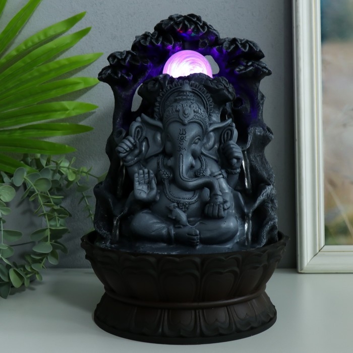 Фонтан настольный с подсветкой Фонтан настольный с подсветкой "Ганеша сидит под деревом" серый 20,5х20,5х30 см