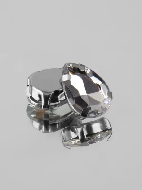 Стразы пришивные &laquo;Капля&raquo;, в оправе, 10&times;14 мм, 20 шт., цвет серебряный