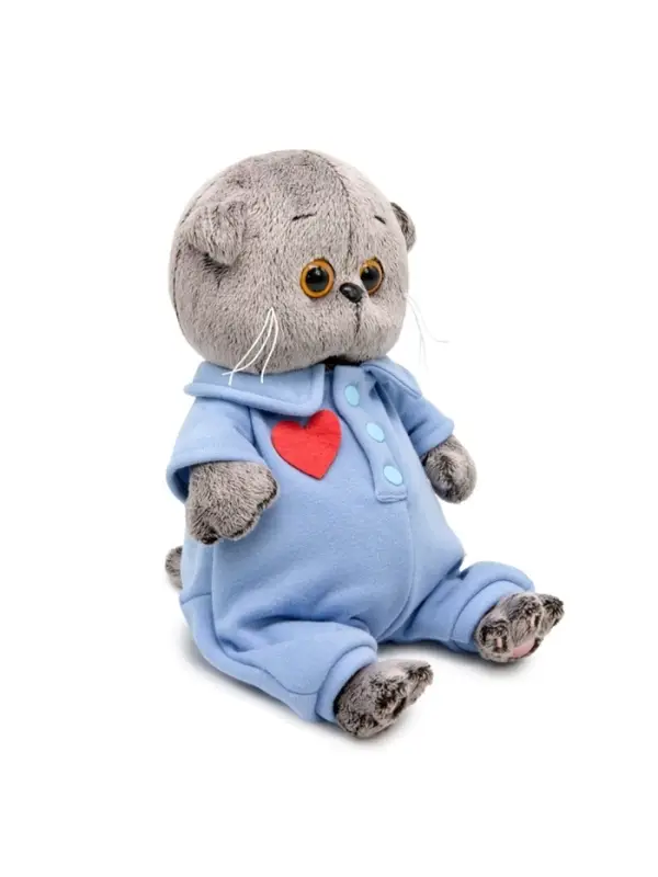 Мягкая игрушка &laquo;Кот Басик BABY&raquo; в голубом комбинезоне с сердечком, 20 см
