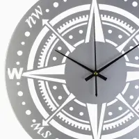 Часы настенные интерьерные &laquo;Компас&raquo;, бесшумные, плавный ход, d=40 см, металл, серебристые