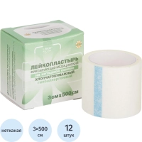 Лейкопластырь 3х500см нетканый в картон LEIKO, 12 шт/уп