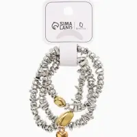 Браслет 3 нити "Каменнное сердце", цвет золотисто-серебристый Браслет 3 нити "Каменнное сердце", цвет золотисто-серебристый