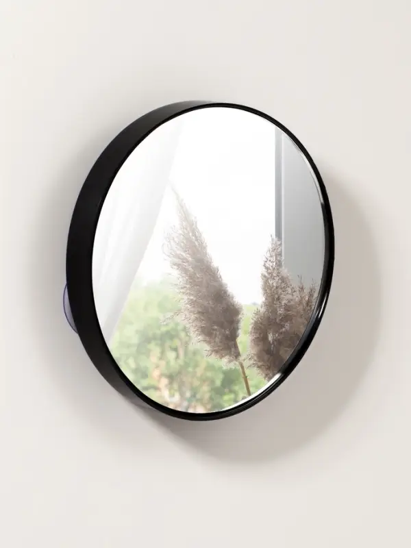 Зеркало макияжное, увеличение &times;15, на присосках, d=9 см, чёрное