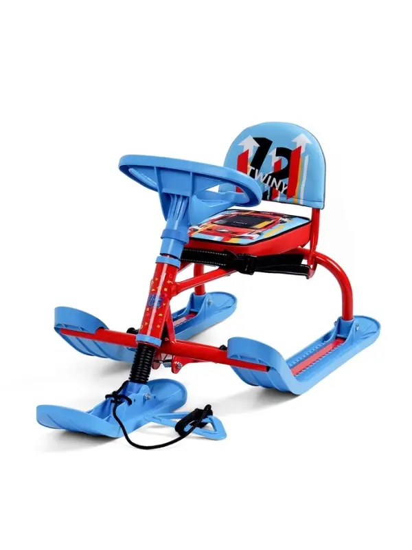 Снегокат &laquo;Twiny 1+&raquo; sportcar, со спинкой, голубой, красный, TW1+/SC Nika Kids
