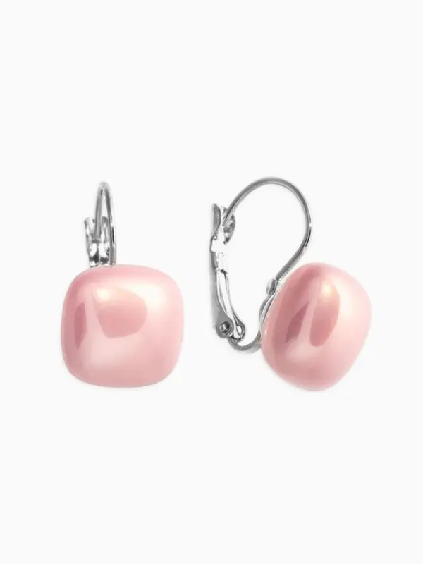 Серьги пластик &laquo;Майорика. Квадрат&raquo;, светло-розовые в серебре