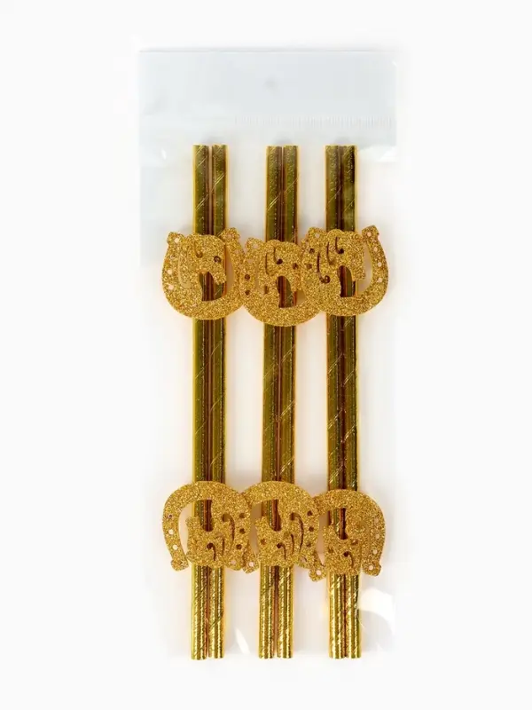 Трубочки для коктейля  Трубочки для коктейля "Подкова" золотые, набор 6 шт.