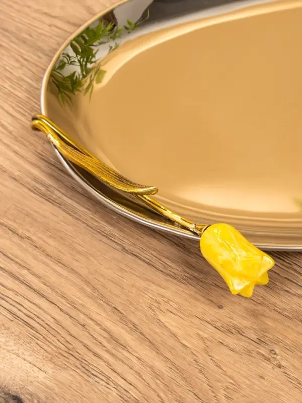 Поднос Поднос "Тюльпаны" 41х28х5 см, нержавеющая сталь